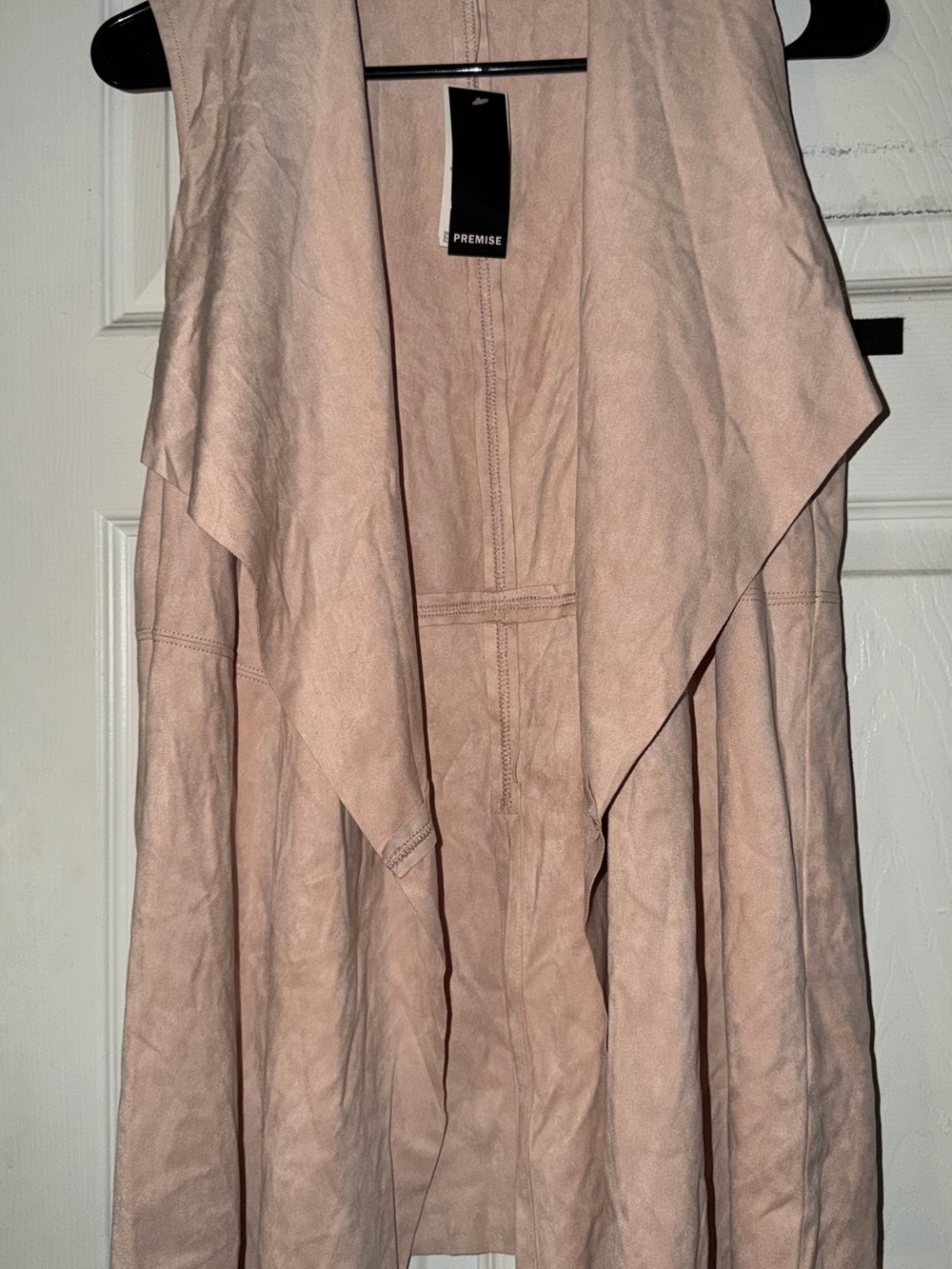 Premise Draped Faux Suede Vest in Light Blush
